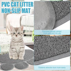 7 Pcs Small Cat Kitten Starter Kit Cat Litter Box with Shovel Paw Litter Mat Double Automatic Kitten Bowls Toy Teaser Stick Collar Essentials Kits for 1-3 Lbs Beginner(Stylish,Fresh Blue)