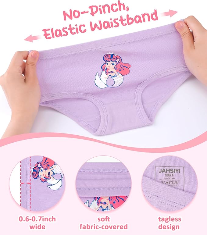 Girls and Toddlers 100% Cotton Underwear Tagless Soft Panties Size 2-3T,4-5T,6,8,10,12 (6-Pack)