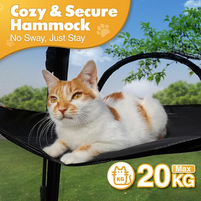 Extra Large Catio Outdoor Cat Enclosure, Rywell 3-Tier Spacious Outdoor Cat Tent, Weatherproof&Sunproof with 5 Windows, Foldable Cat Enclosure for Patio, Camping, Indoor(Includes Carry Bag)