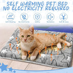 VitalCozy 2 Pack Self Warming Cat Mat Self Heating Pad Bed Reversible Machine Washable Reflects Body Heat Warm Thermal Pet Pad Crate Blanket for Feral and Indoor Cat(Double Star,22'' X 18'')