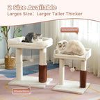 Cat Tree Tower for Large Cats Cat Scratching Post with Cat Self Groomer, 20x15.7” Wide Top Bed, Thick Scratch Post [Dia=4.5”] and Danging Ball Great for Indoor Cats-Large Beige