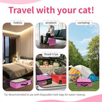 Deblue Portable Cat Travel Litter Box in Car, Collapsible Cat Litter Carrier with Lid, Waterproof Foldable Litter Box for Outdoor Fit for Large Cats, Leak-Proof, Sturdy, Lightweight-Pink