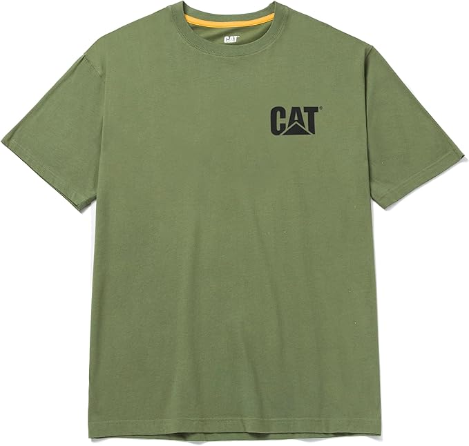CAT Men's Trademark T-Shirts with Shape-Retention Rib Trim Spandex, Tagless Neck, and Cat Logo on Left Chest