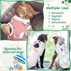 Nuanchu 3 Pieces Cat Recovery Suit Kitten Recovery Suit E-Collar Alternative for Cats and Dogs Abdominal Skin Anti Licking Pajama Clothes Sets(Medium,Cute Style,Colorful)