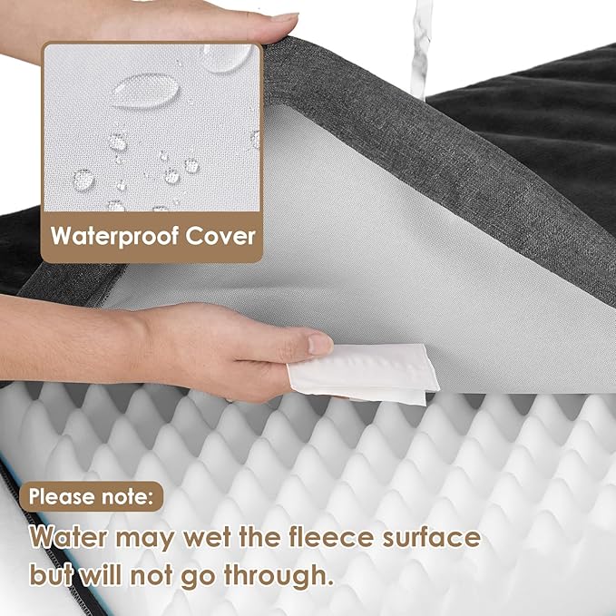 EHEYCIGA Waterproof Dog Bed Orthopedic 30"x20", Memory Foam Pet Bed for Medium Dogs, Washable Pet Mat with Removable Cover, Dark Grey