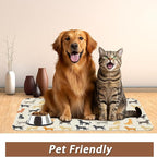 Cute Dog Cat Food Mat,Color Silhouette Absorbent Pet Feeding Mat with Rubber Backing,Non-Slip Water Bowl Placemat,Indoor Pet Accessories Supplies 16"x24"