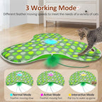 Interactive Cat Toy, Automatic Cat Toys for Indoor Cats, Hide and Seek Cat Toy with Motion Activated, Moving Feather, Chirping, USB Rechargeable