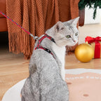 azuza Cat Harness and Leash Set for Safe Walking, Escape Proof, Soft and Comfortable, Adjustable Kitten Harness for Small Medium Large Cats, Christmas Plaid, Neck Girth: 7"-10", Chest Girth: 10"-17"