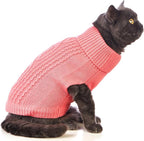 Stretchy Cat Sweater - 17 Colors & 6 Sizes | Snug Winter-Ready Knit for Boy/Girl Cats & Kittens(Pink, X-Small)