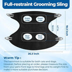 Pet Grooming Hammock for Cats & Dogs, Breathable Mesh Dog Hanging Harness for Nail Trimming, Grooming, Bathing Includes S Hooks, Dog Hammock/Grooming Sling, Pet Grooming Sling Helper(Black,M)