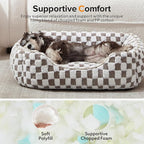 JOEJOY Dog Bed for Medium Small Dogs - Rectangle Orthopedic Dog Sofa Bed, Cute Modern Puppy Bed with Jacquard Shaggy Plush & Anti Slip Bottom, 25x21x8inches, Cofffee
