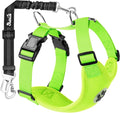 SlowTon Dog Seat Belt Harness for Car, Dog Car Harness Adjustable Mesh Breathable & Dog Seatbelt Safety Tether with Elastic Bungee for Small Medium Large Pets(Lime, Double Clip, S)
