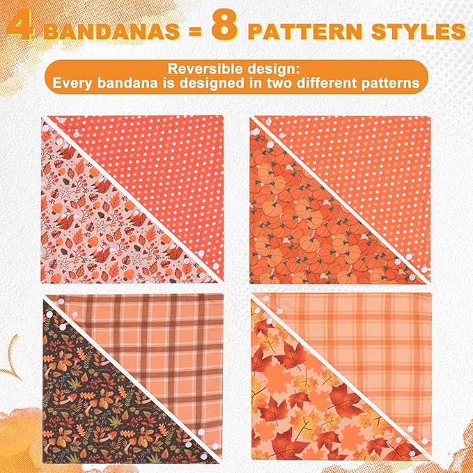 PAWCHIE Dog Bandanas Small Reversible Styles Pet Triangle Scarf Bibs - Adjustable with Two Snaps - Kerchief Set Accessories for Dogs, Puppy, Cats