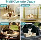 Cooling Dog Bed for Large Medium Size Dogs, Q-Max >0.4 Summer Cool Orthopedic Foam Pet Sofa Bed with Sides, Bolster Anti-Slip Couch with Washable Removable Cover, L 36x27x6.5 inch, Beige