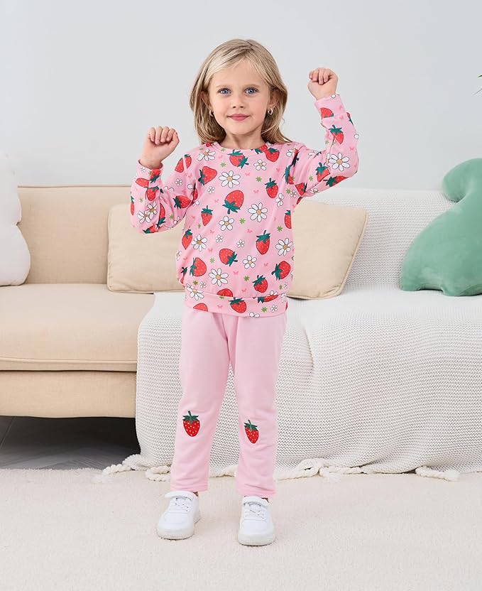 Little Girls Unicorn Outfits 2 Piece Kids Ruffle Sleeve Sweatshirt + Leggings Fall Leopard Clothing Sets 2-10 Years Old