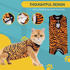 Avont Cat Recovery Suit - Kitten Onesie for Cats After Surgery, Cone of Shame Alternative Surgical Spay Suit for Female Cat, Post-Surgery or Skin Diseases Protection -Tiger(S)