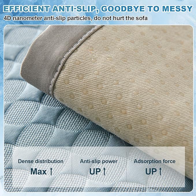 OTOB Cooling Dog Couch Cover Ice Silk Fiber, Washable & Non Slip Sofa Slipcovers Pet Mat, Soft Dog Bed Couch Cover Cooling Mat, Durable Pet Friendly Furniture Protector Covers(Blue, 43"*82")