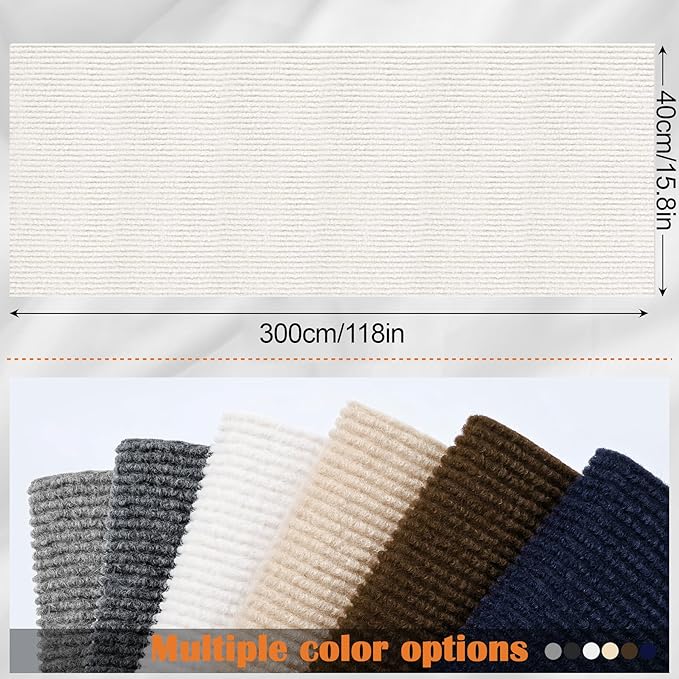 Cat Scratch Furniture Protector - 118"x15.8" Trimmable Self-Adhesive Cat Claws Scratch Pads, DIY Kitten Climbing Couch Protector for Scratching Post Cat Tree Replacement Indoor (Cream White)