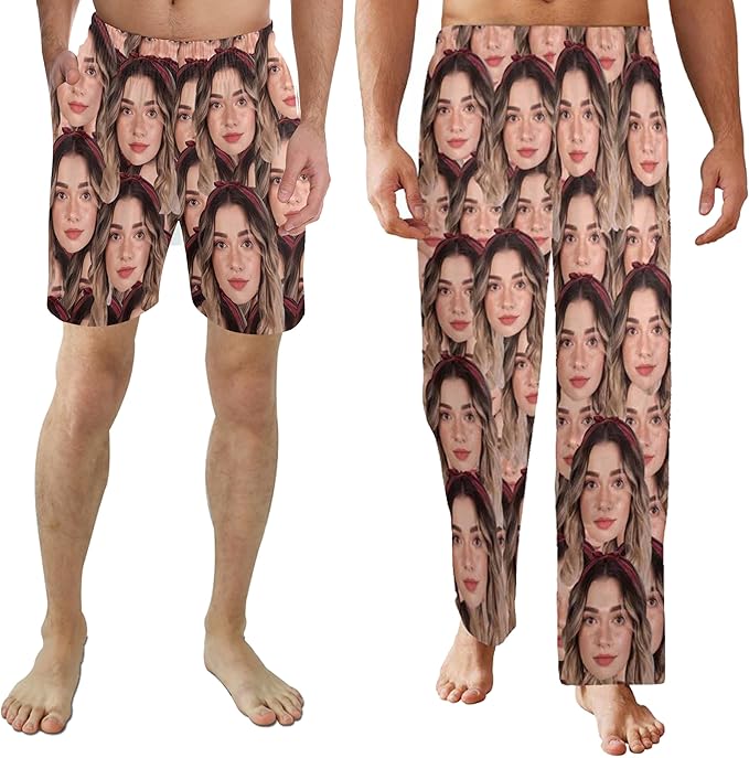 Custom Pajama Pants for Men, Personalized PJ Pants with Photos, Custom Mens Pajama Shorts, Gifts for Dad Husband