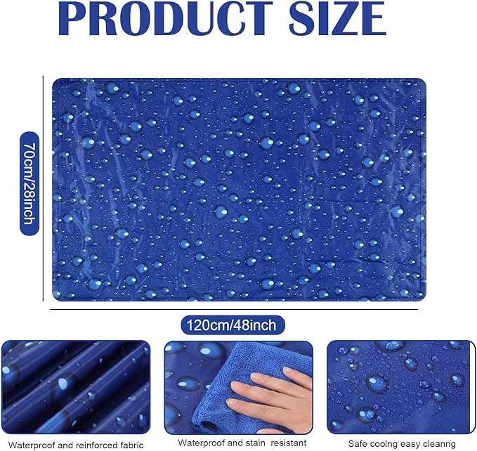 Cooling Pad Mat for Sleep Cooling Mattress Pad Gel for Bed, Relieve Pain, Summer Hot Flashes, Adult, Pets, No Water or Electricity Required (Dark Blue,48 x 28 Inch)
