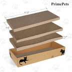 PrimePets Cat Scratcher Cardboard for Indoor Cats, 3 in 1, Cat Scratch Pad with Box, Cat Scratching Board, Reversible Corrugated, Furniture Protector, Catnip Included