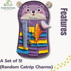 27 Inch Soft Felt Fringe Cat Wall Mat with Charms – Purple Bear Vertical Play Pad & Storage Pocket (Purple Bear)