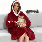 Wearable Blanket Hoodie with Giant Pocket, Soft Warm Sherpa Fleece Oversized Blanket Sweatshirt Gifts for Women Men