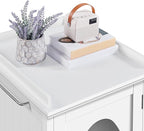 Yaheetech Cat Litter Box Enclosure, Hidden Litter Box Furniture with Side Towel Bar, Wooden Cat Washroom, Storage Cabinet, Indoor Pet House, Side Table Nightstand, White