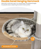 Extra Large Cat Tree, 84 Inch XXL Giant Cat Tower for Indoor Cats Large Adult 20lb+, Multi-Level Cat Climbing Condo with 5 Scratching Posts, 3 Wide Platform Perches, 2 Baskets, 2 Cat Caves, Light Grey