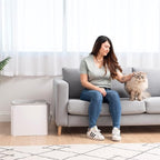 IRIS USA Top-Entry Litter Box with Scoop, Enclosed Square Style Litterbox with Odor Control, Easy to Clean for Cats, Covered Dog Proof Litter Box Design, White/Gray