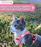 Halypet Cat Harness and Leash Set[MAX Safety 4th-Gen] Cute Escape Proof Vest Harness for Girl&Boy Cat Walking, Comfortable Adjustable Leash and Reflective Strips for Outdoor Kitten, S Pink Unicorn