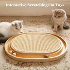 CHEERHOME PETS Sisal Cat Scratcher Toy with Ball Track Wooden Interactive Cat Toy for Indoor Cats Scratch Pad, Physical Exercise for Kitty and Medium Cat