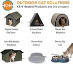 K&H Pet Products Extra-Wide Heated Cat House for Outside, Outdoor Cat House with 2 Safe Escape Doors, Weatherproof Insulated Stray & Feral Shelter with Waterproof Heated Bed, Safety Listed - Olive