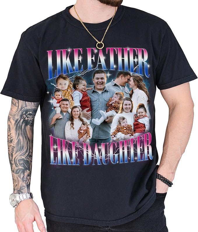 Custom Dad Shirt Personalized Picture T-Shirt for Men for New Dad Daddy Gift for Grandpa