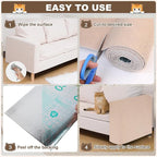 Cat Scratch Furniture Protector, 78.7"x15.8" Cat Scratching Mat, Trimmable Self-Adhesive Cats Claws Scratch Pads, DIY Carpet Mat Replacement for Cats Tree, Cats Wall Shelves, Khaki