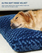 KSIIA Washable Dog Bed Comfy Dog Crate Pad Deluxe Plush Pet Bed Non-Slip Kennel Pad for Jumbo Dogs, 47" x 29", Blue