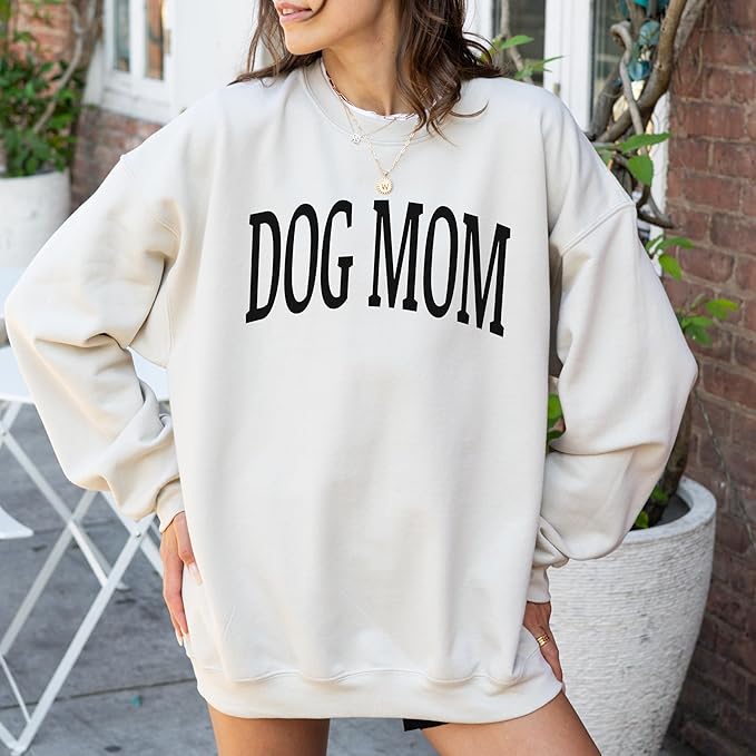 moonloom Dog Mom Sweatshirt, Animal Lover Gift, Custom crewneck with pet name on sleeve
