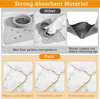 Abstract Marble Dog Food Mat,White Gold Absorbent Pet Feeding Mat for Food and Water Bowl,Quick Dry Dog Placemat Non Slip Rubber Backing Waterproof Pet Supplies 12" x 20"