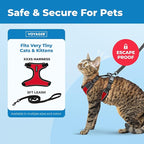 Voyager Escape-Proof Step-in Lock Cat Harness & 5ft Neoprene-Handle Leash Set All-Weather Mesh with Reflective Stitching for Small to Large Cats by Best Pet Supplies, Black Trim-Red (327), XXXS