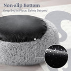 rabbitgoo Cat Beds for Indoor, 20 inches Machine Washable, Fluffy Round Pet Bed Non-Slip, Calming Soft Plush Donut Cuddler Cushion Self Warming for Small Dogs Kittens, Light Grey, Medium
