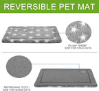 EMPSIGN Dog Crate Pad - Reversible Kennel Mat (Cool & Warm), Machine Washable, Cozy Star Pattern Sleeping Pad for Small Medium Large Dogs, All-Season Pet Bed, Suitable for 42"x28" Dog Crate, Grey
