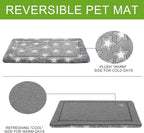 EMPSIGN Dog Crate Pad - Reversible Kennel Mat (Cool & Warm), Machine Washable, Cozy Star Pattern Sleeping Pad for Small Medium Large Dogs, All-Season Pet Bed, Suitable for 36"x24" Dog Crate, Grey