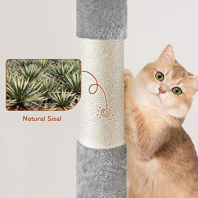 Yaheetech 76in Cat Tree Multi-Level Cat Tower with Large Cat Condo＆Cozy Perches Stable Pet Play House w/Sisal-Covered Scratching Posts＆Board for Indoor Cats, Light Gray