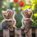 2 Pack Strawberry Cat Collars - Cute Girly Pink Breakaway Cat Collar with Bell & Matching Pendant, Adjustable Spring Summer Sweet Garden Kitten Collars for Girl Cats