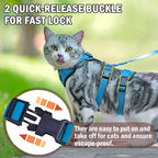 PUPTECK Cat Harness and Leash Set Escape Proof for Walking, Breathable Mash Vest Adjustable Harness for Cats Puppy Small Animals, Reflective at Night, Sky Blue Small