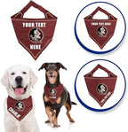 NCAA Florida State Seminoles Personalized Tie Bandana for Dogs & Cats, Size Large/X-Large. Custom Dog Bandana Scarf Bib for Pet Cat Dog. The Ultimate Game-Day & Party Customizable Bandana