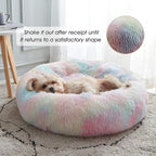 WESTERN HOME WH Calming Dog & Cat Donut Cuddler, Anti-Anxiety Warming Cozy Soft Round Bed, Fluffy Faux Fur Plush Cushion for Small Medium Dogs and Cats (20"/24"/27"/30")
