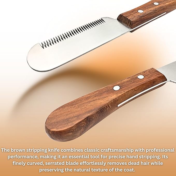 Stripping Carding Knife for Dogs & Cats – Professional Pet Grooming Tool for Deshedding, Hand Stripping & Undercoat Removal – Stainless Steel Blade with Ergonomic Handle