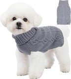 Dog Sweaters Small Dog Clothes Winter Turtleneck Puppy Sweater Warm Pet Cat Sweater Doggy Pullover Outfit with Twisted Design XS~XL(Grey, Medium)