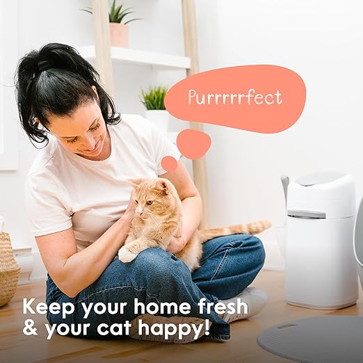 Litter Genie Style Pail Cat Litter Box Waste Disposal System for Odor Control Includes 1 Square Refill Bag
